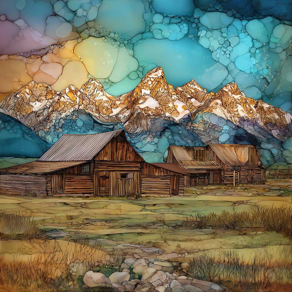 the Moulton Barns of Mormon Row — ceramic art tile