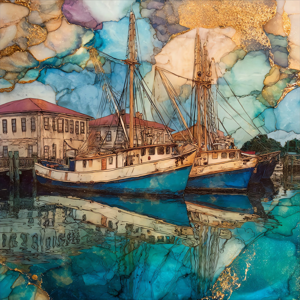 Apalachicola oyster harvest — ceramic art tile