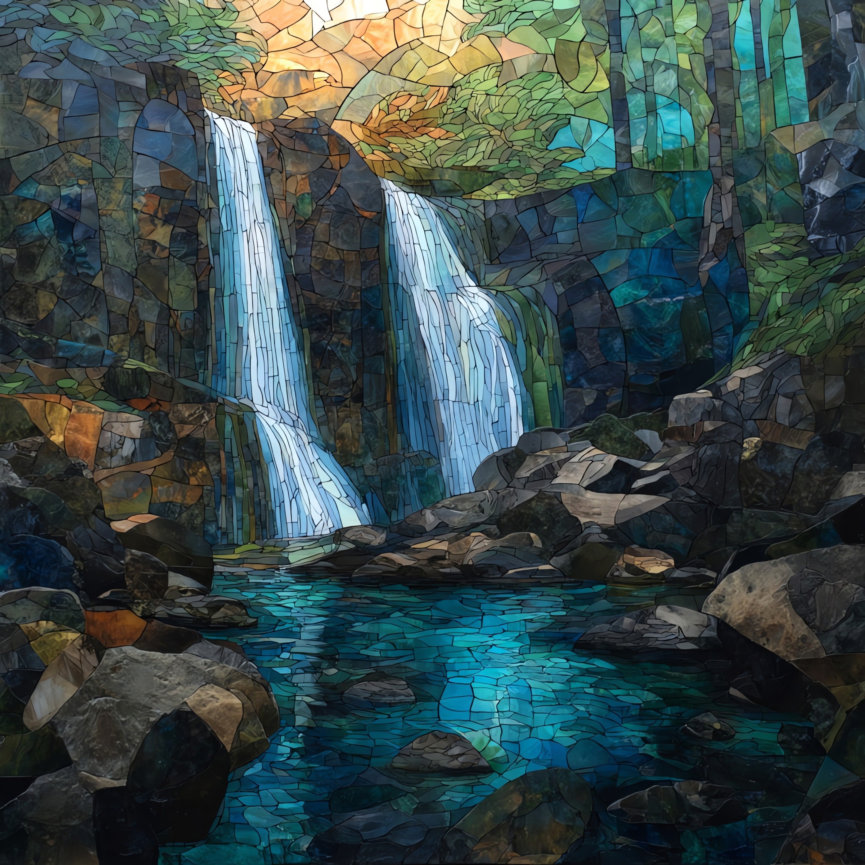 Dark Hollow Falls in — ceramic art tile