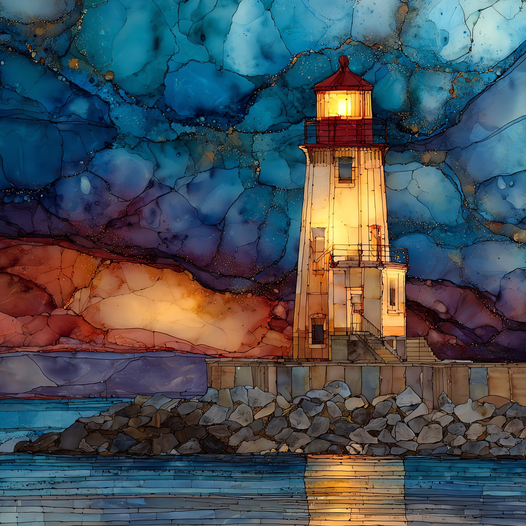 Two Harbors Lighthouse on — ceramic art tile