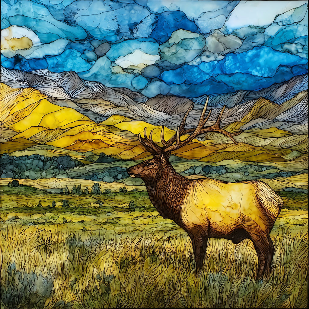 a bull tule elk on Sheldon — ceramic art tile