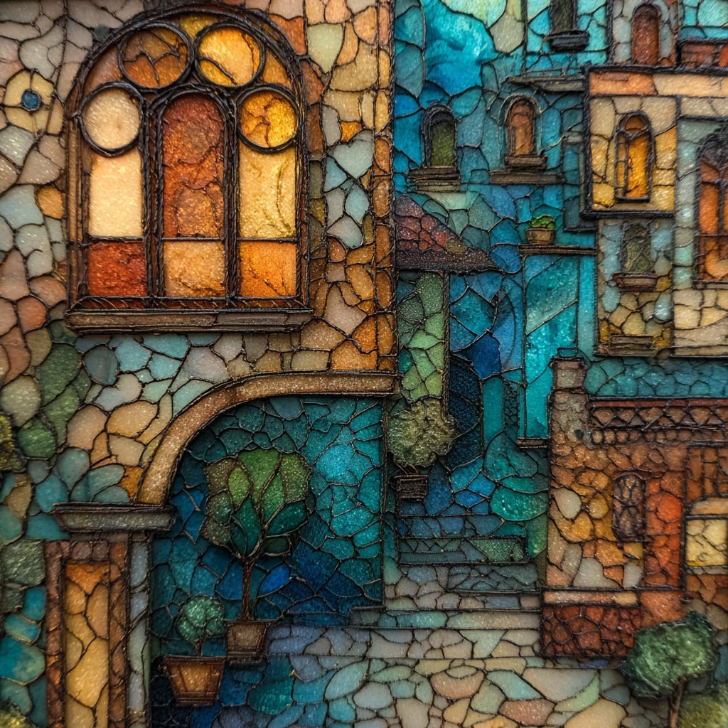 El Rastro flea market alley — ceramic art tile