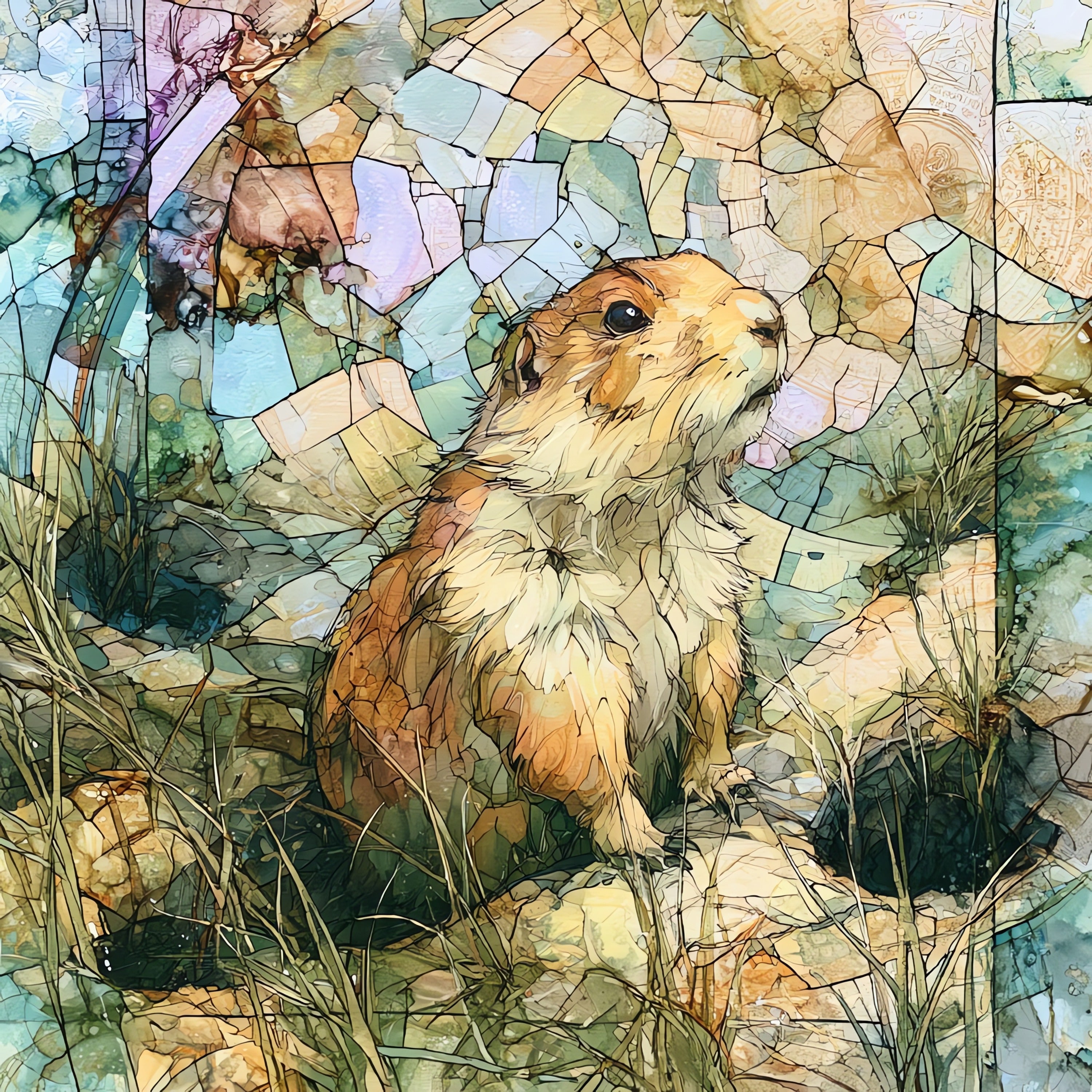 a prairie dog town — ceramic art tile