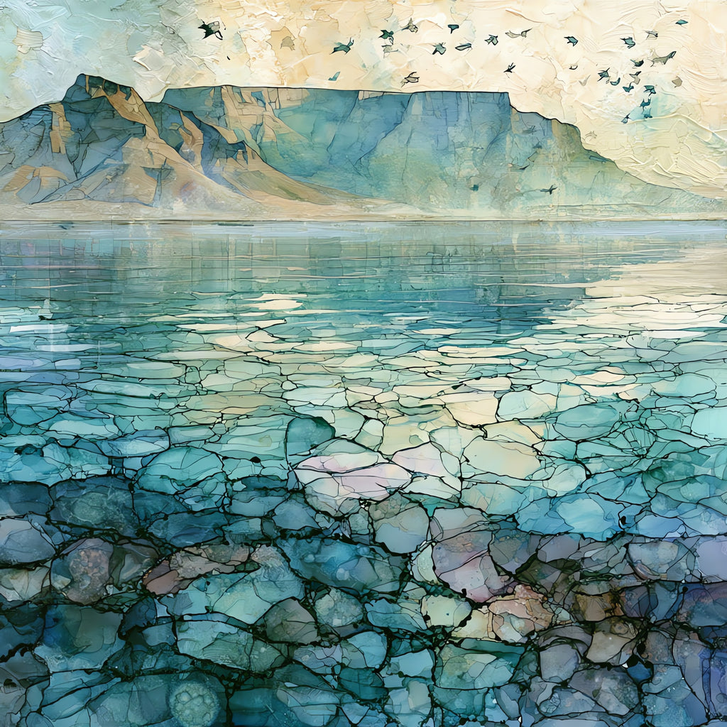 Table Mountain seen far — ceramic art tile