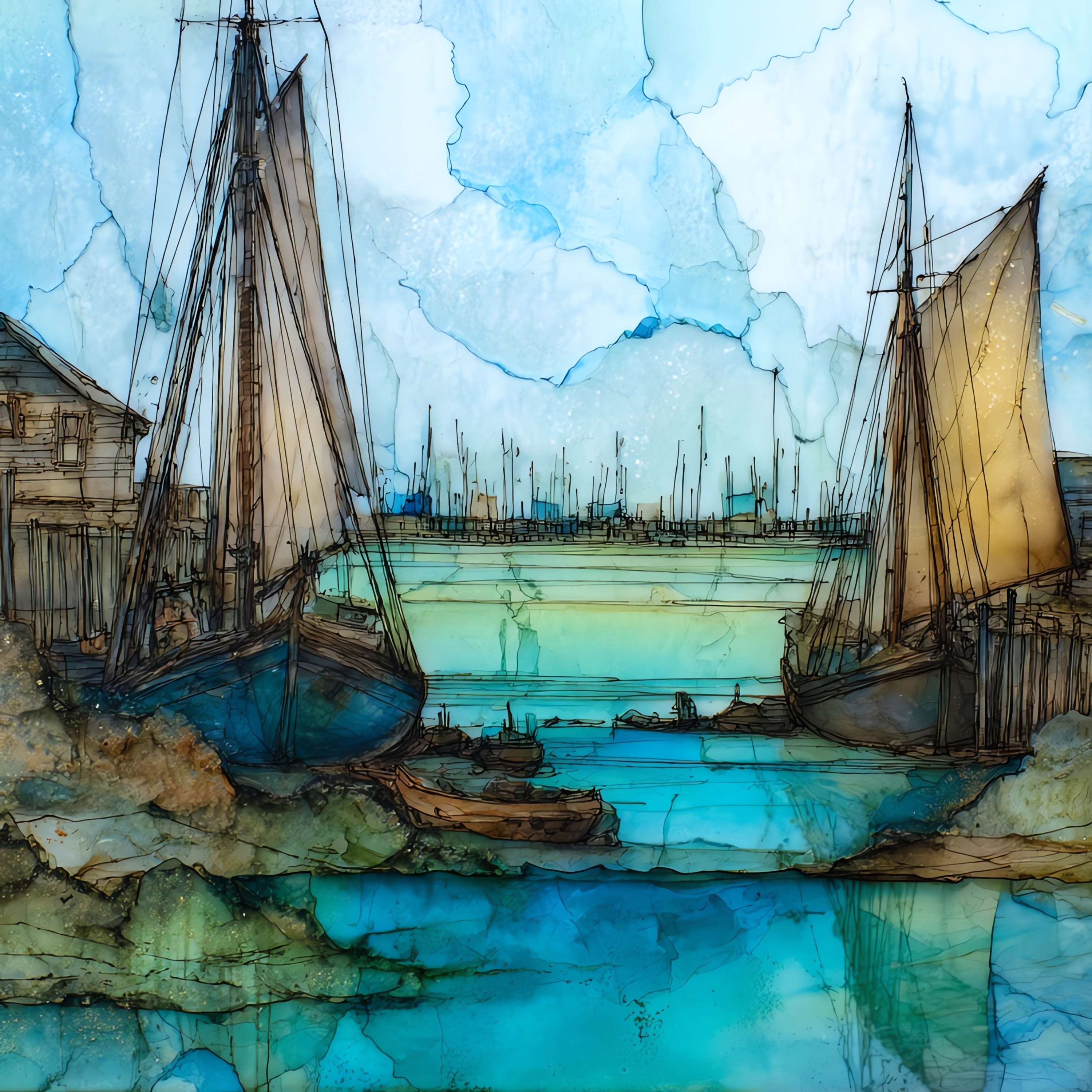 Cambridge Choptank River working — ceramic art tile