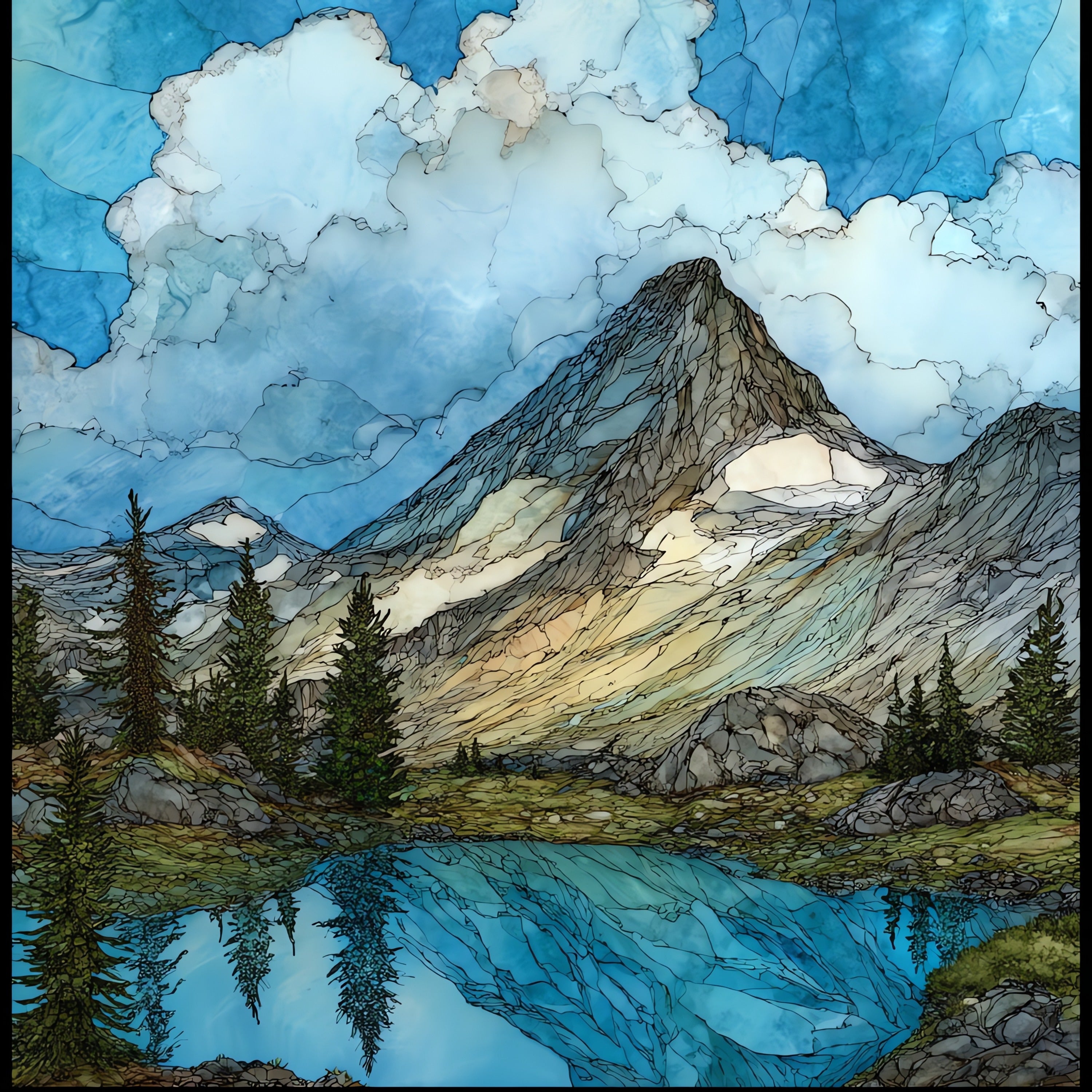 Cloud Peak — ceramic art tile