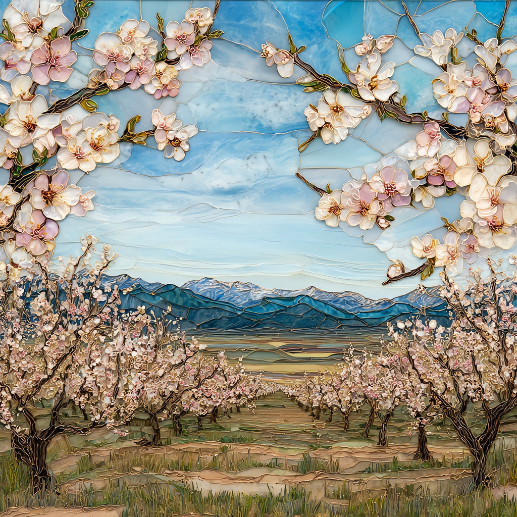 Central Valley Almond Bloom — ceramic art tile