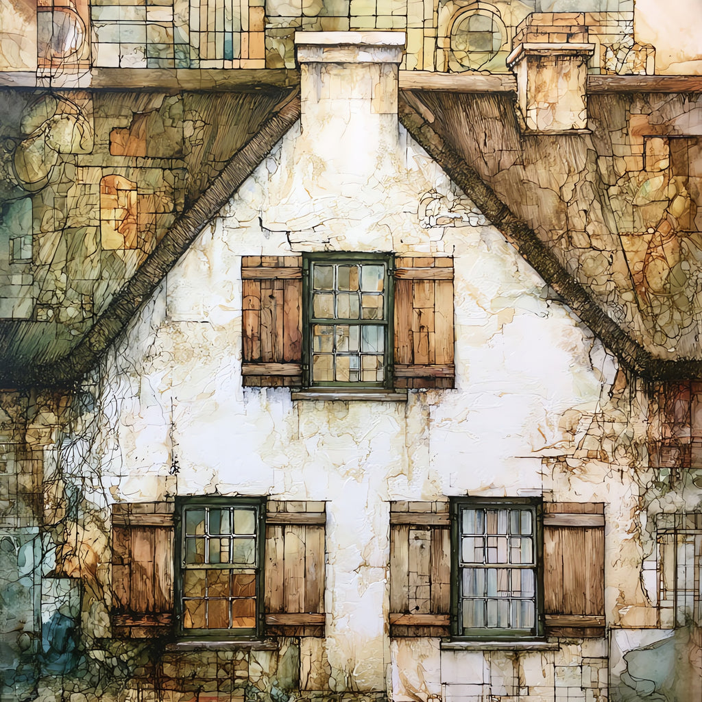 a whitewashed Cape Dutch — ceramic art tile