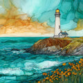 Point Arena Lighthouse — ceramic art tile