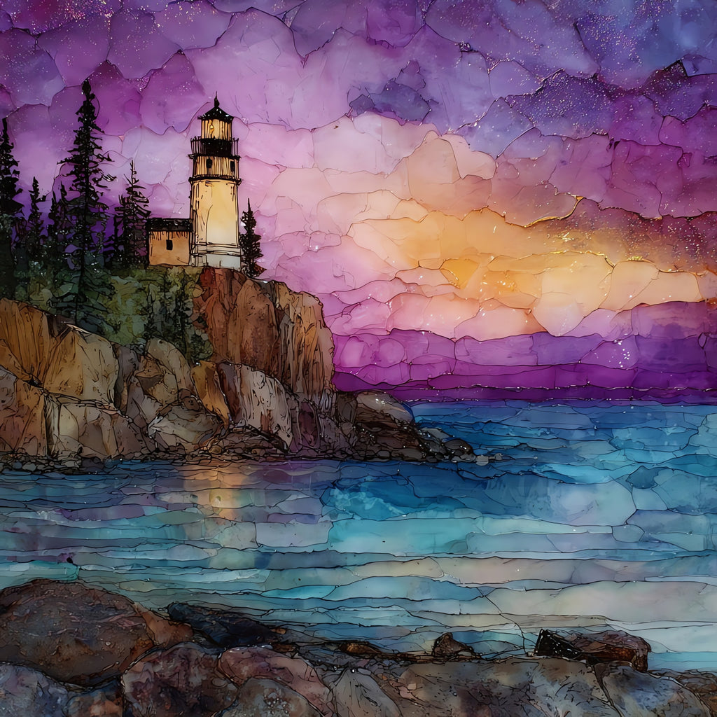 Grand Marais Lighthouse on — ceramic art tile