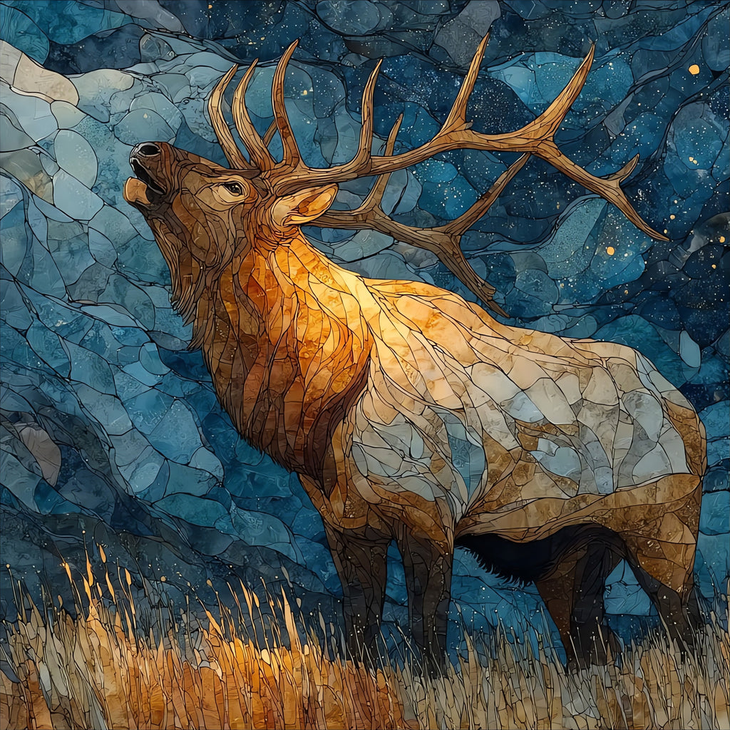 a bull elk bugling — ceramic art tile