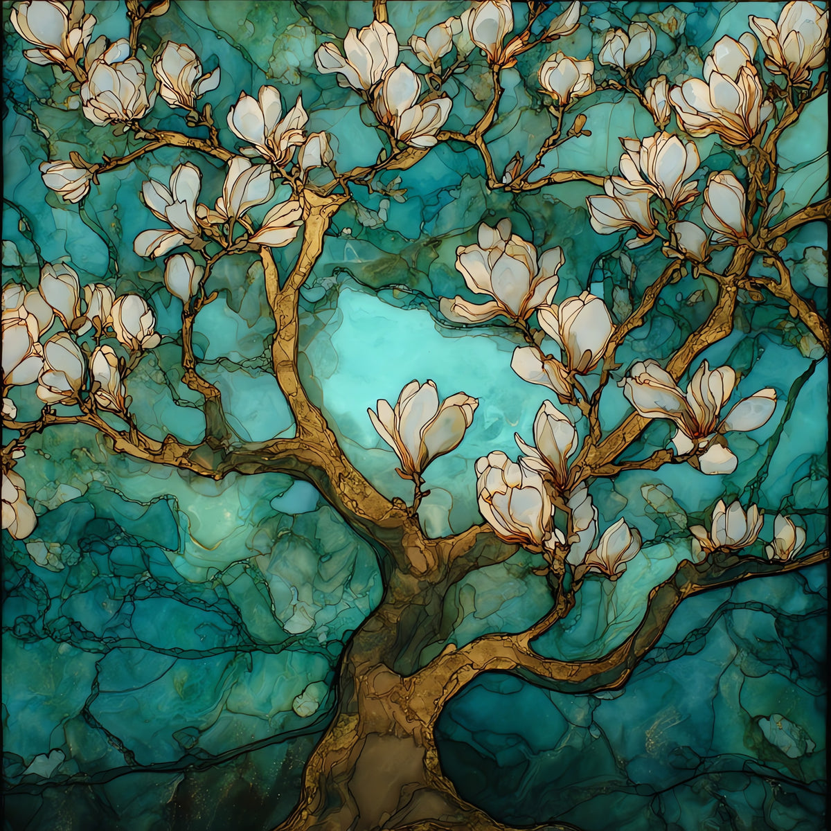 a magnolia tree — ceramic art tile