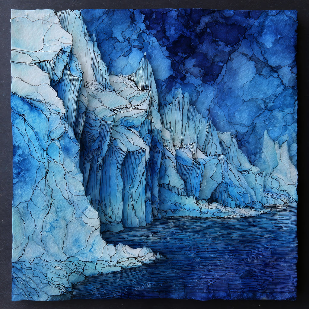 the Lake Superior ice caves — ceramic art tile