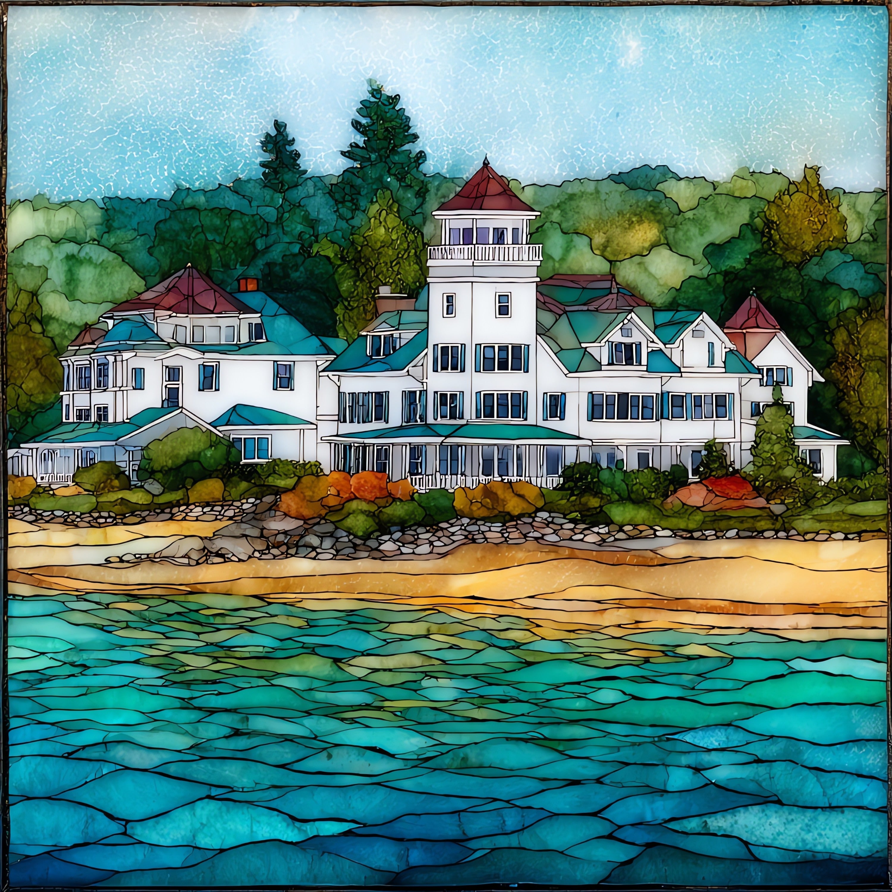 Mission Point on Mackinac — ceramic art tile