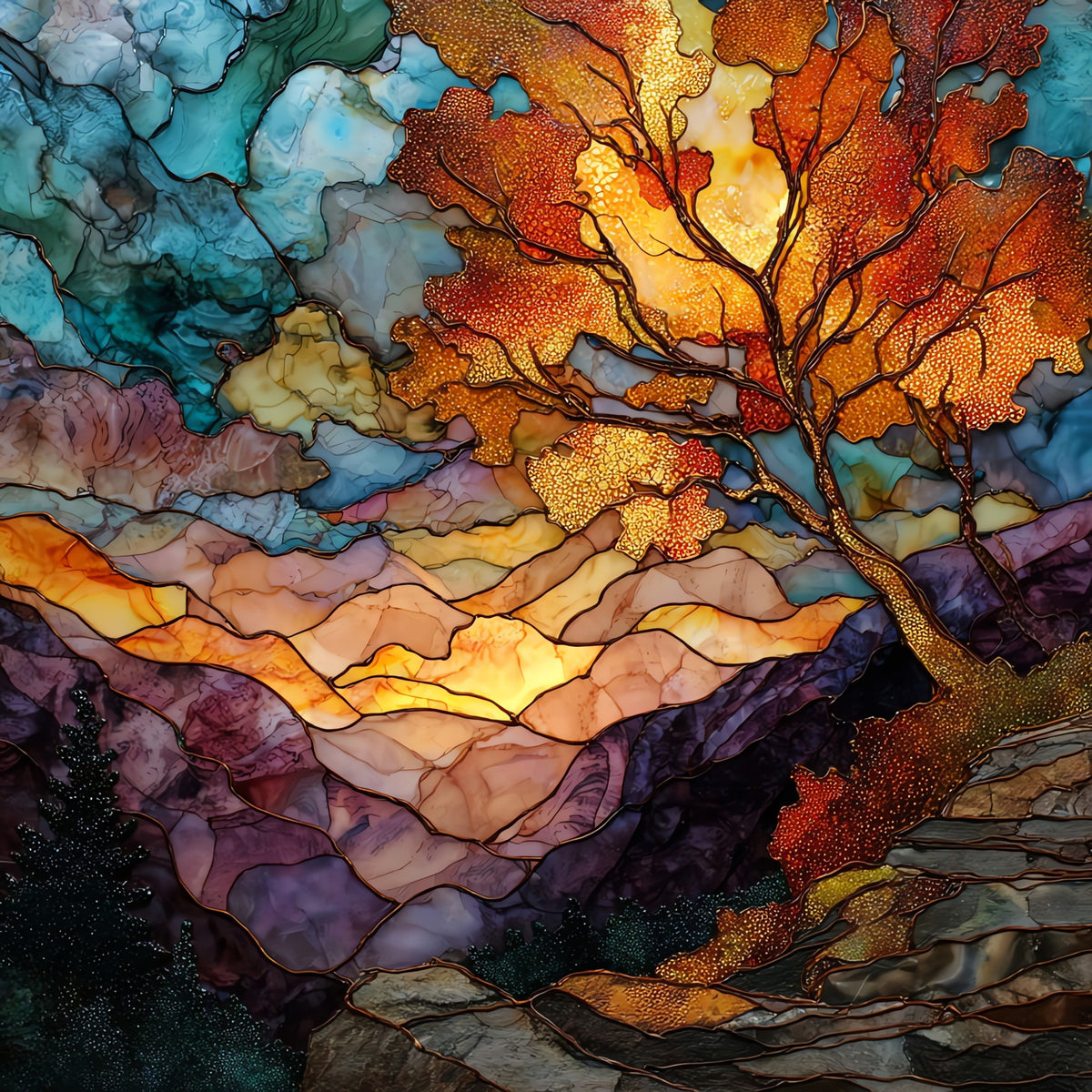 the Keweenaw Peninsula glowing — ceramic art tile