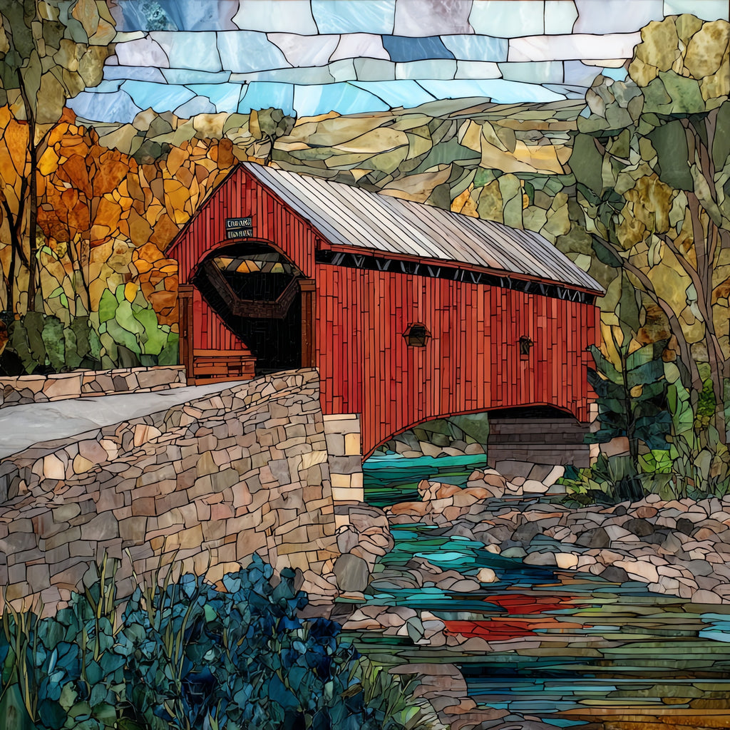 the Pulpmill covered bridge over Otter — ceramic art tile