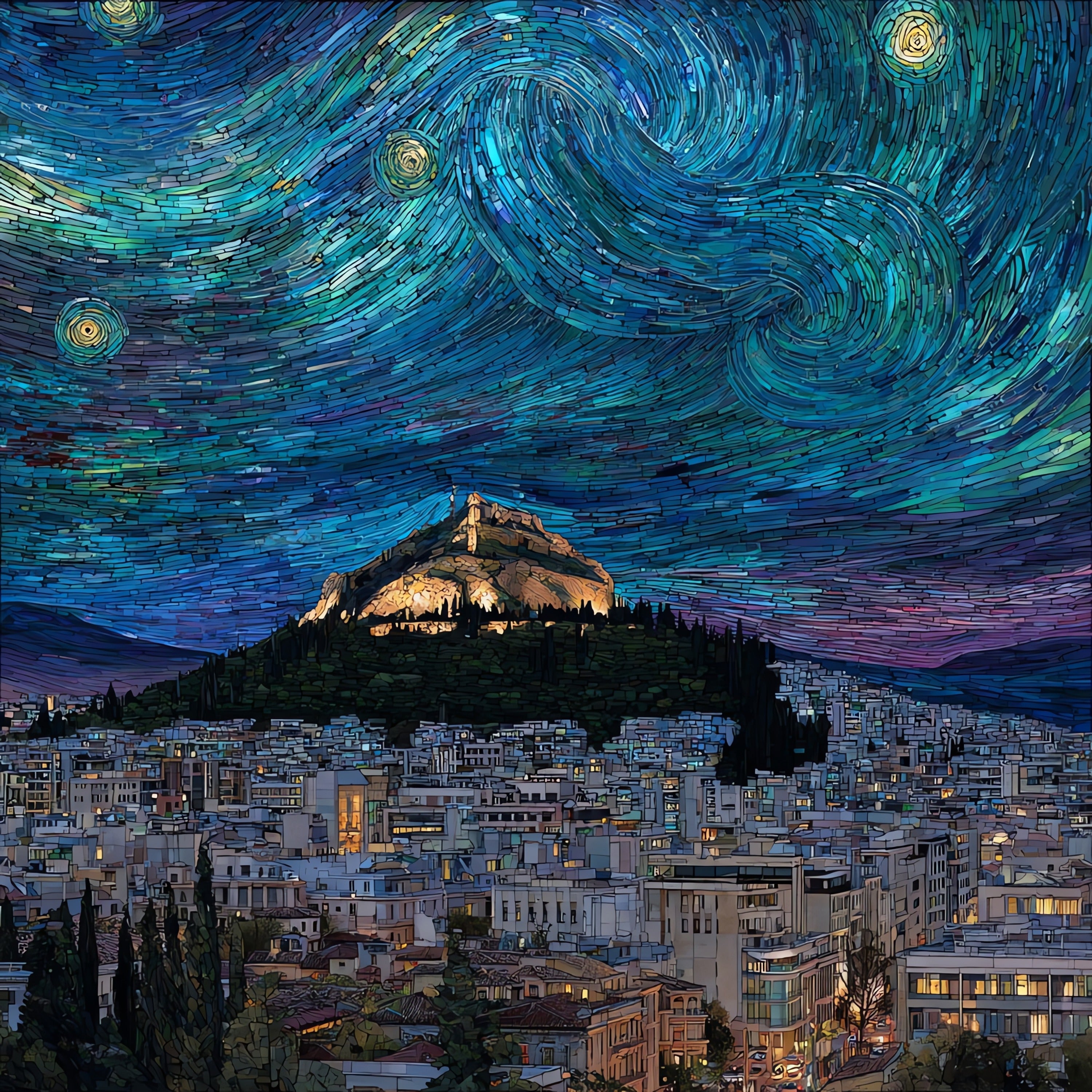 Lycabettus Hill — ceramic art tile