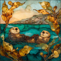 Monterey Bay Sea Otters — ceramic art tile