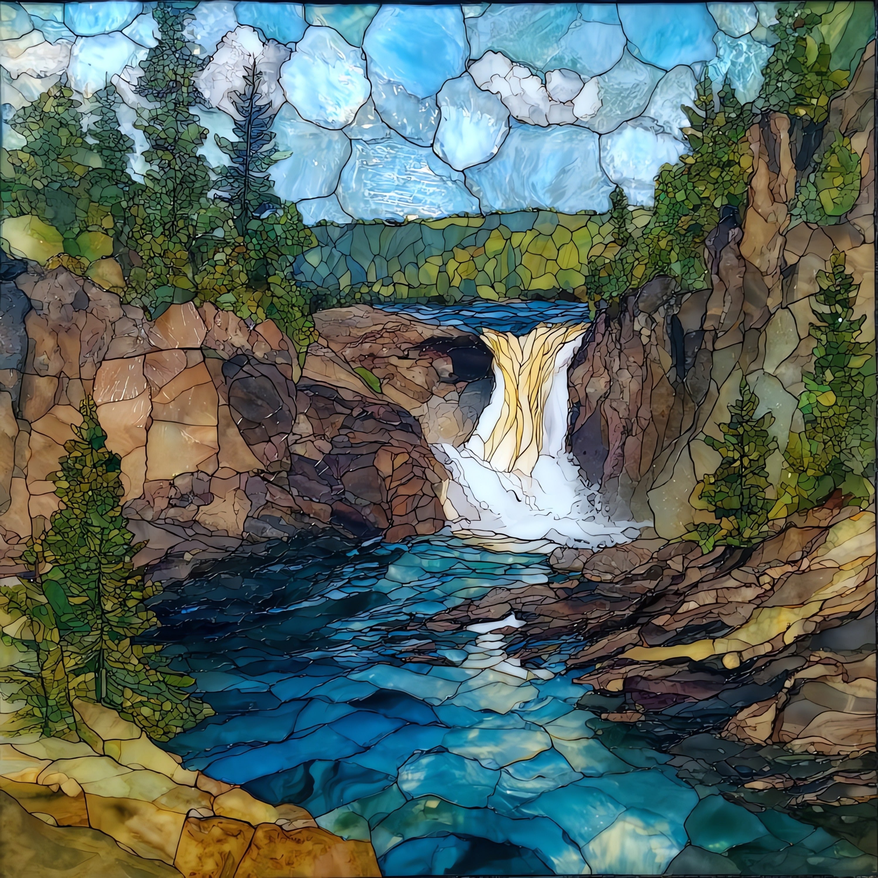 High Falls of the Pigeon River — ceramic art tile