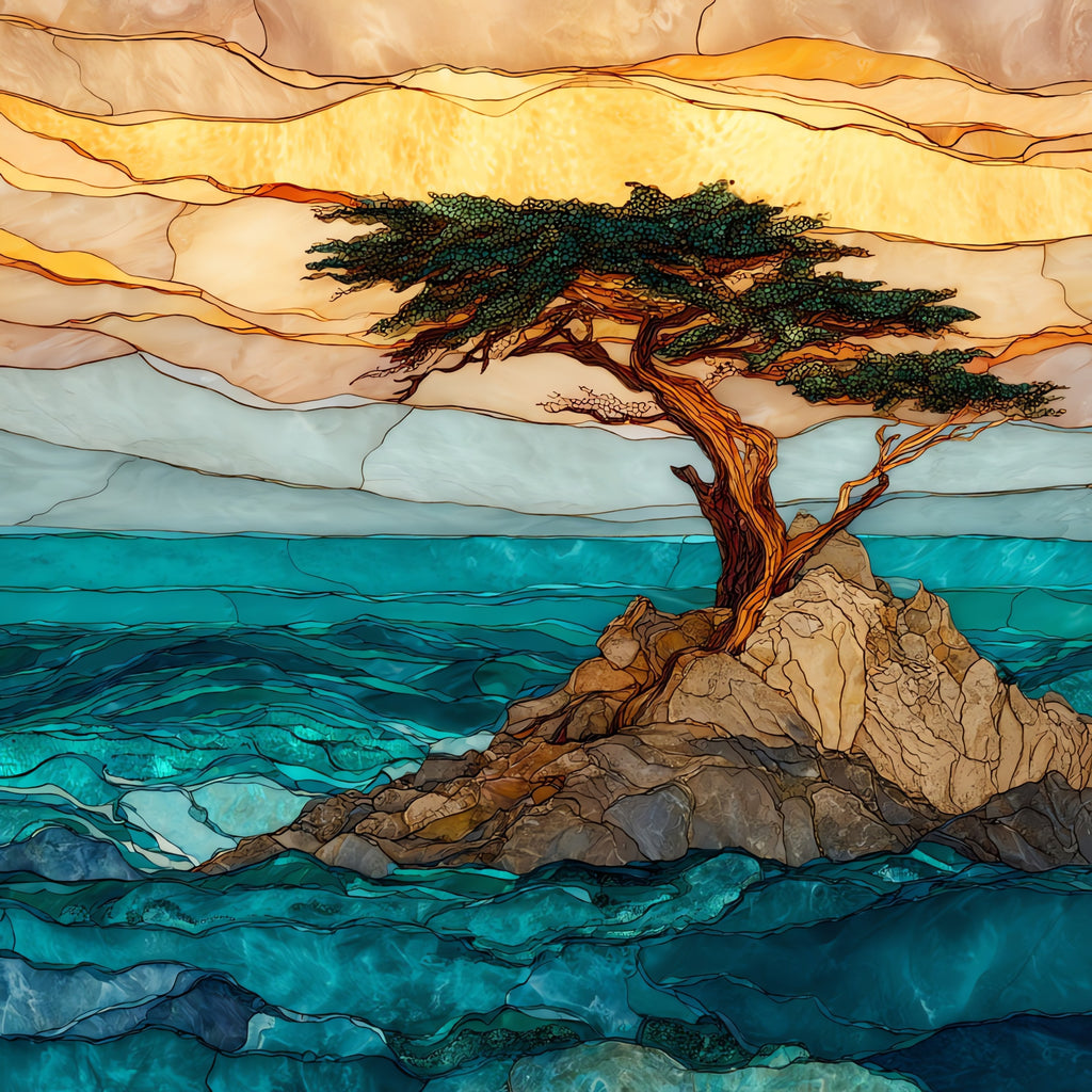 Lone Cypress — ceramic art tile