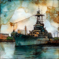 the Battleship New Jersey — ceramic art tile