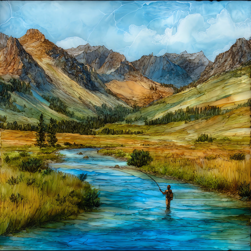 Slough Creek meandering — ceramic art tile