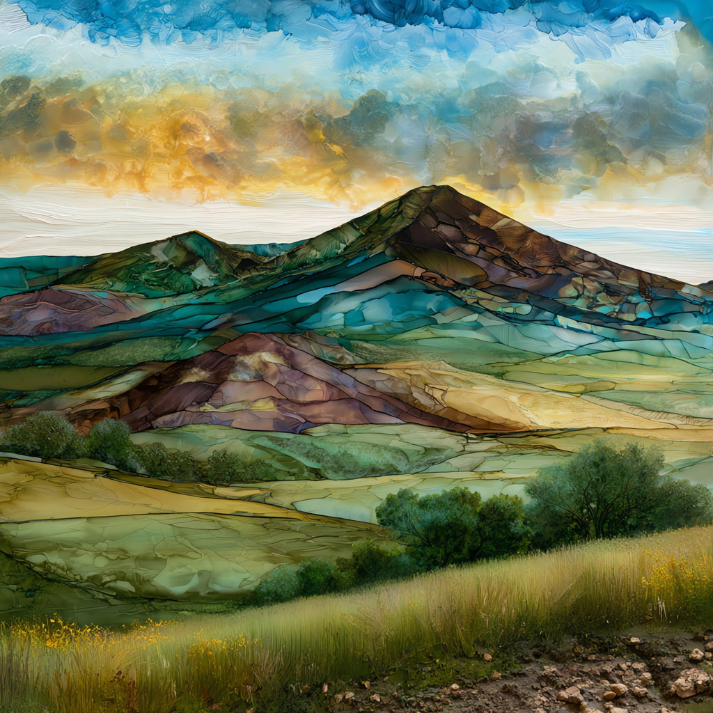 the Killdeer Mountains — ceramic art tile