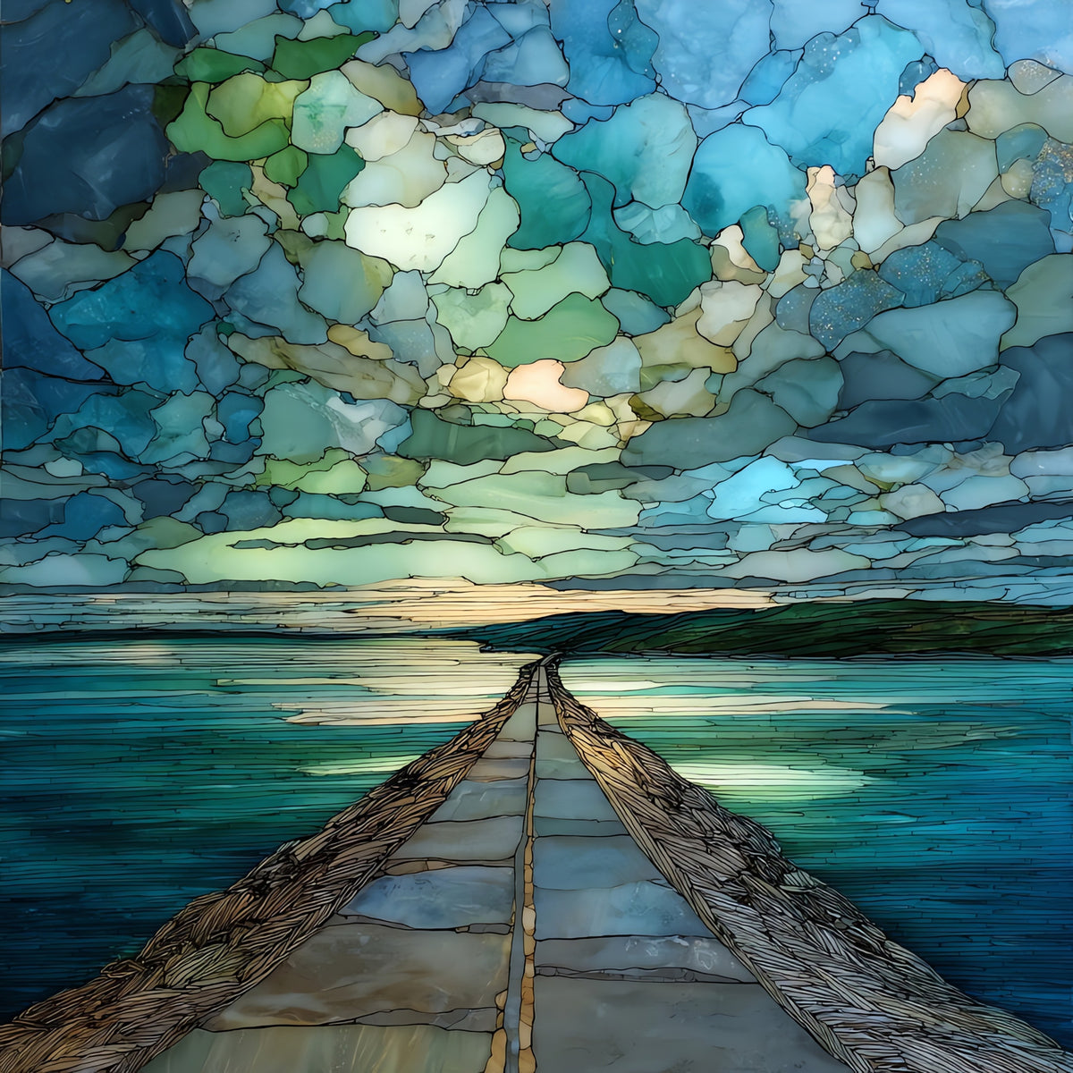 the North Hero Causeway on Lake Champlain — ceramic art tile