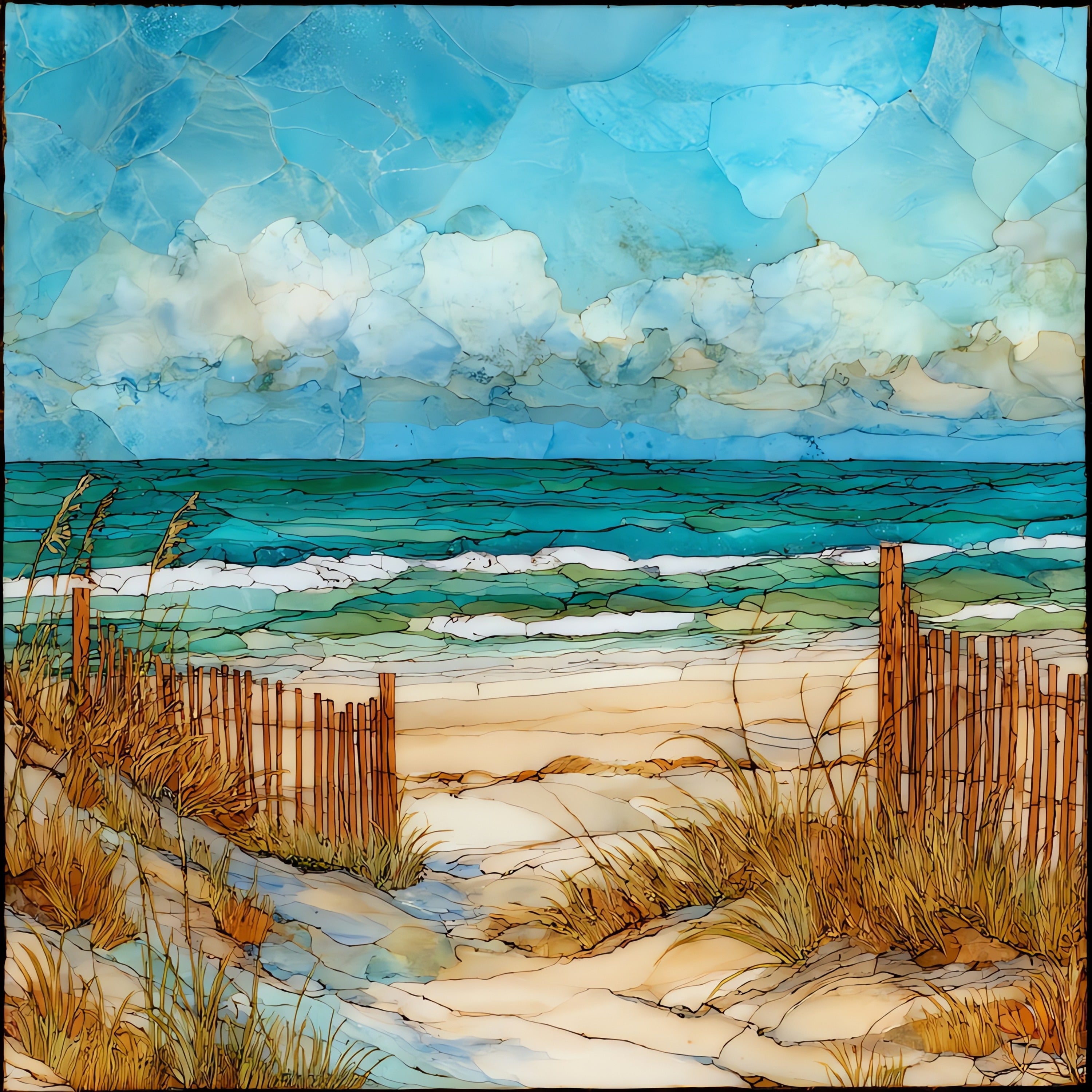 Gulfport Beach along Highway — ceramic art tile