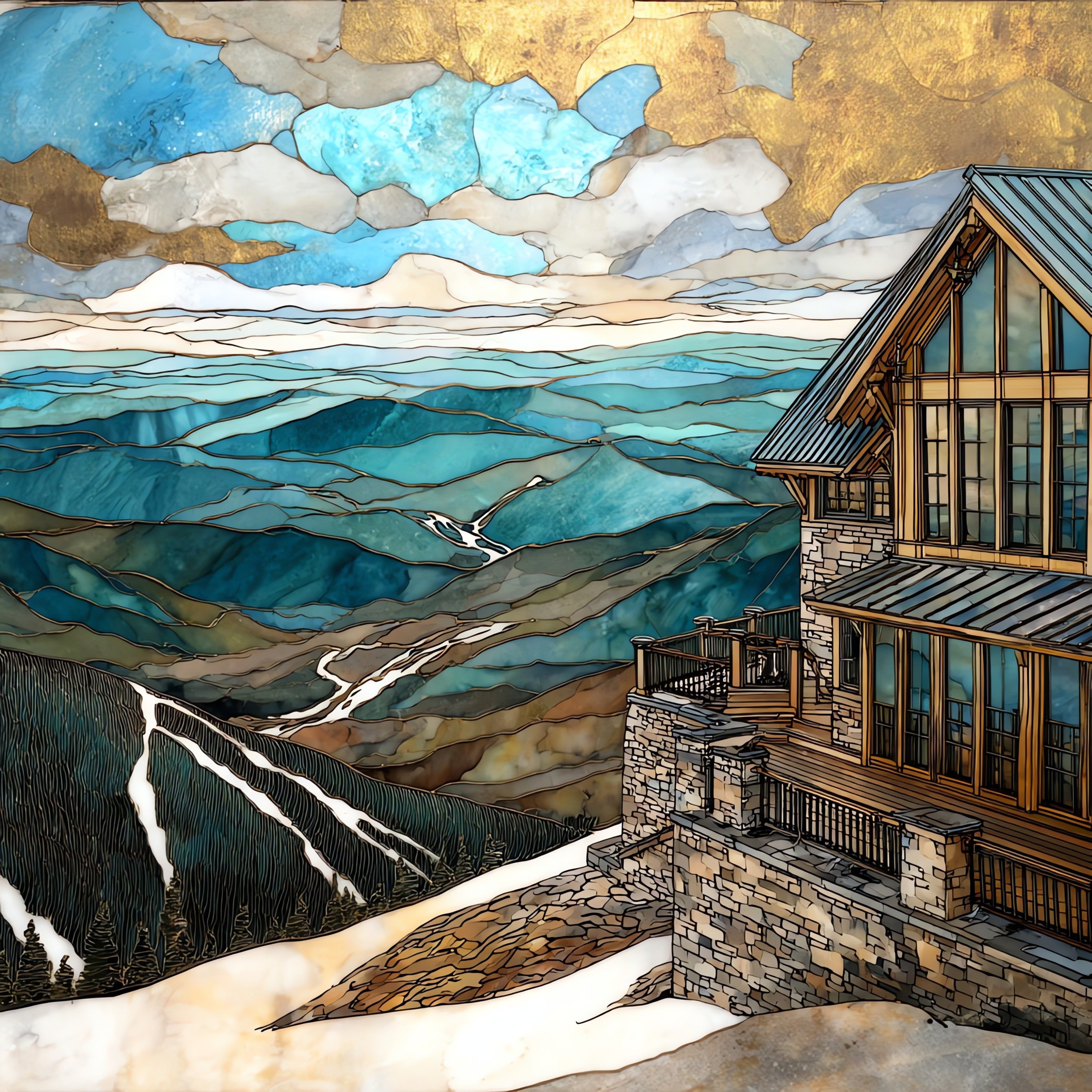 Bromley Mountain summit lodge — ceramic art tile