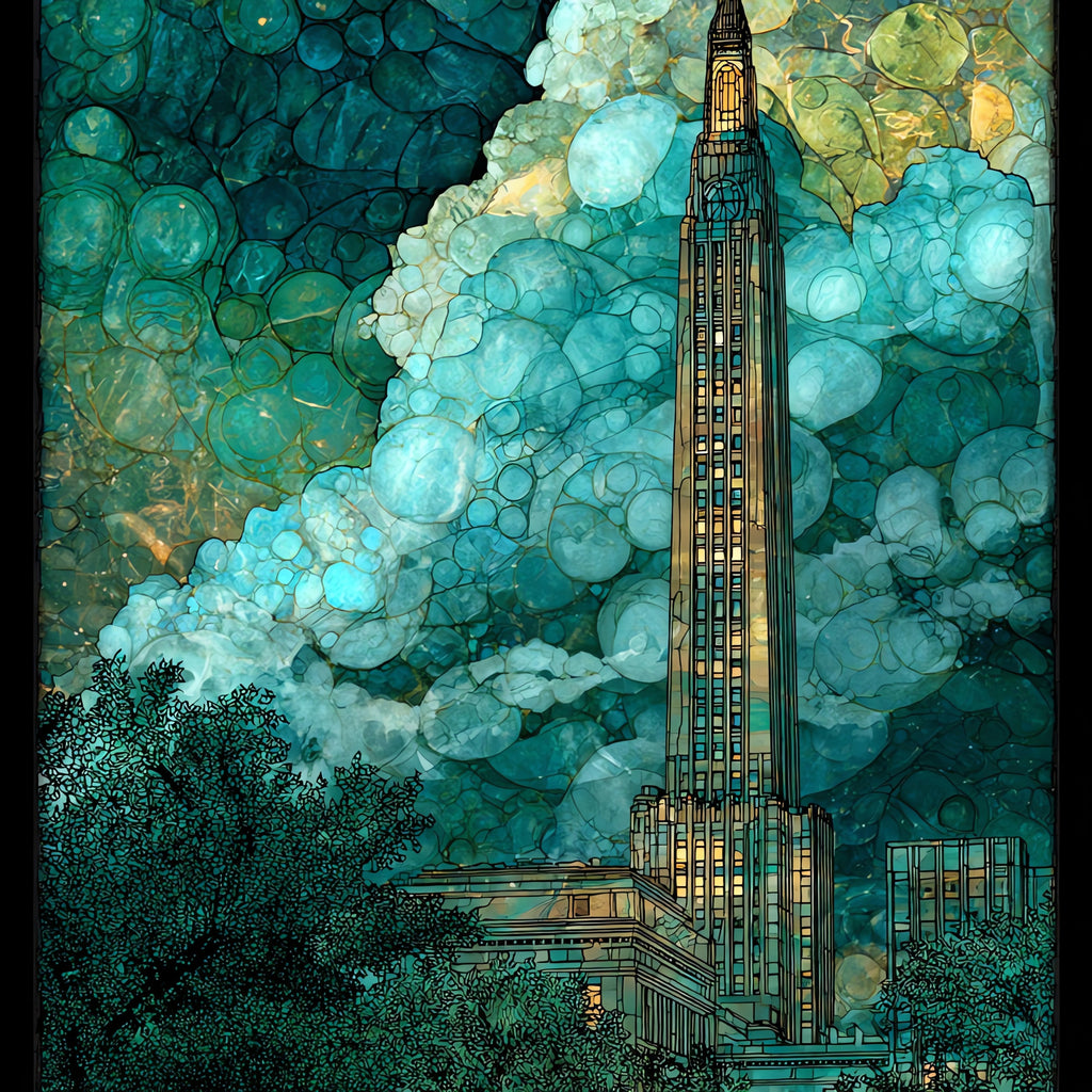 the Foshay Tower Art Deco obelisk — ceramic art tile