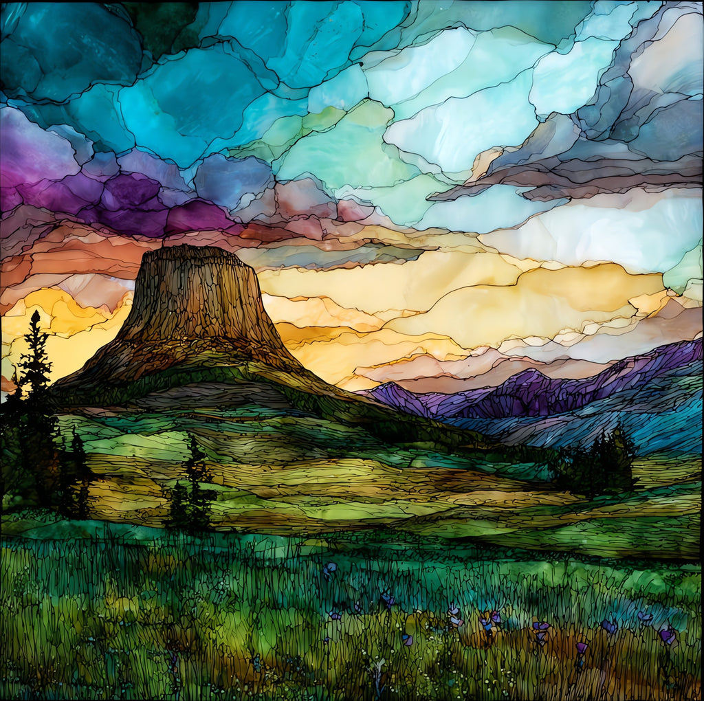 Square Butte near Geraldine Montana — ceramic art tile