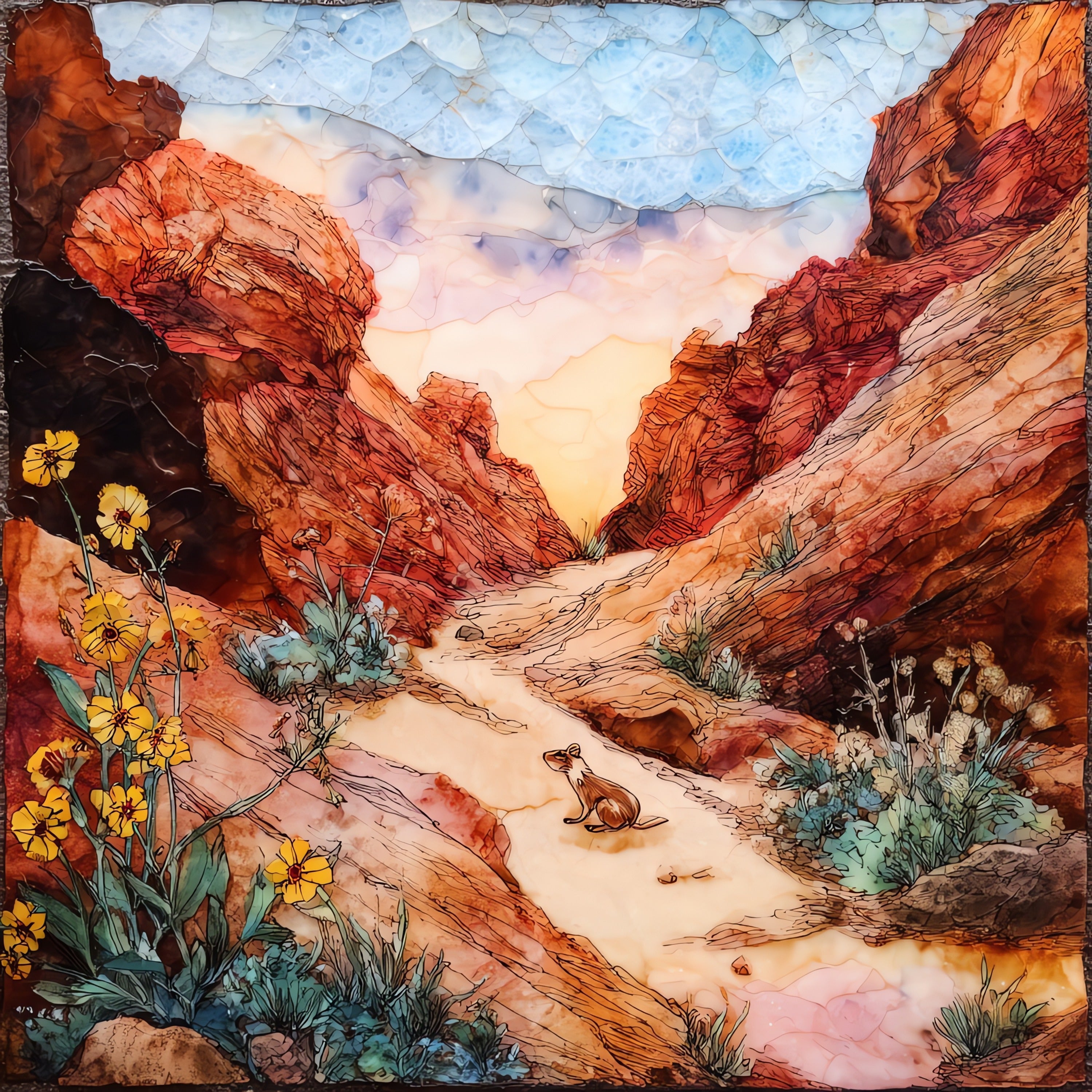 Mouse's Tank petroglyph trail — ceramic art tile