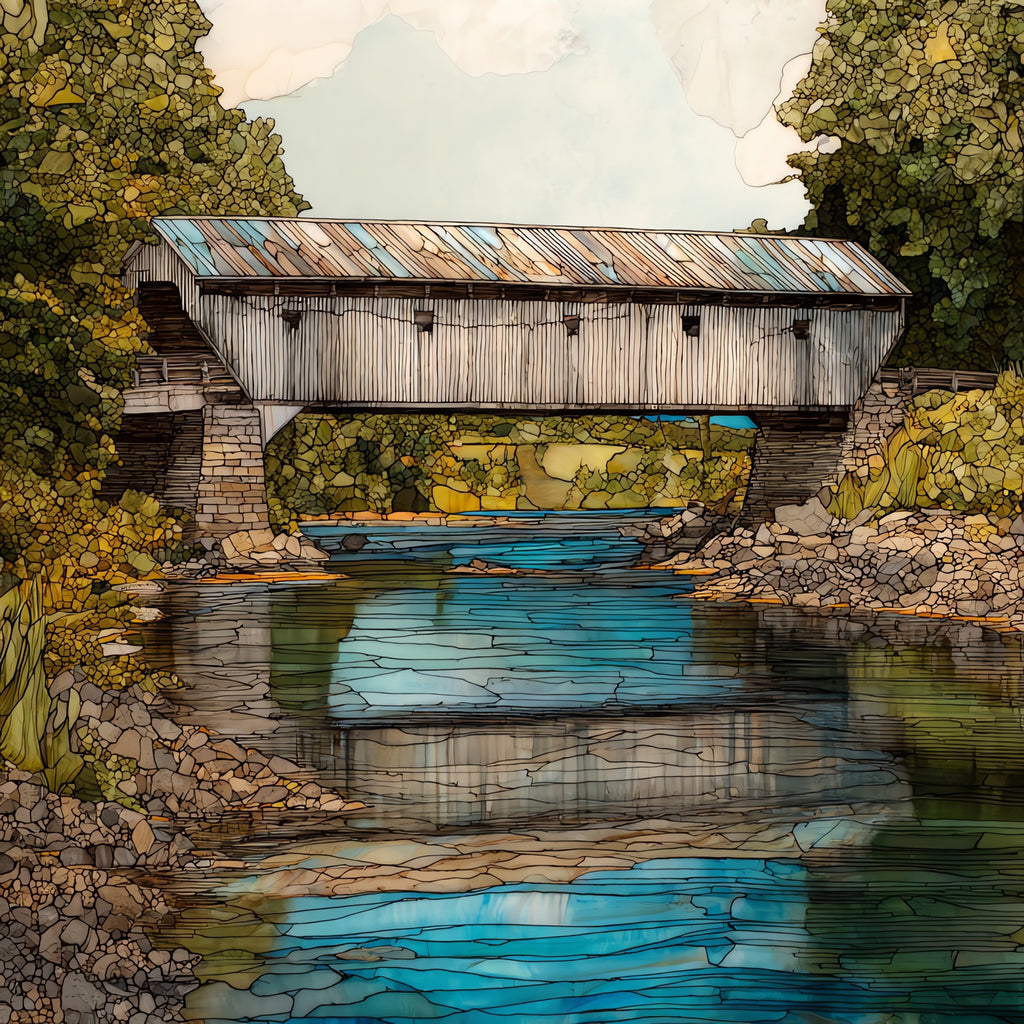 the Scott covered bridge — ceramic art tile