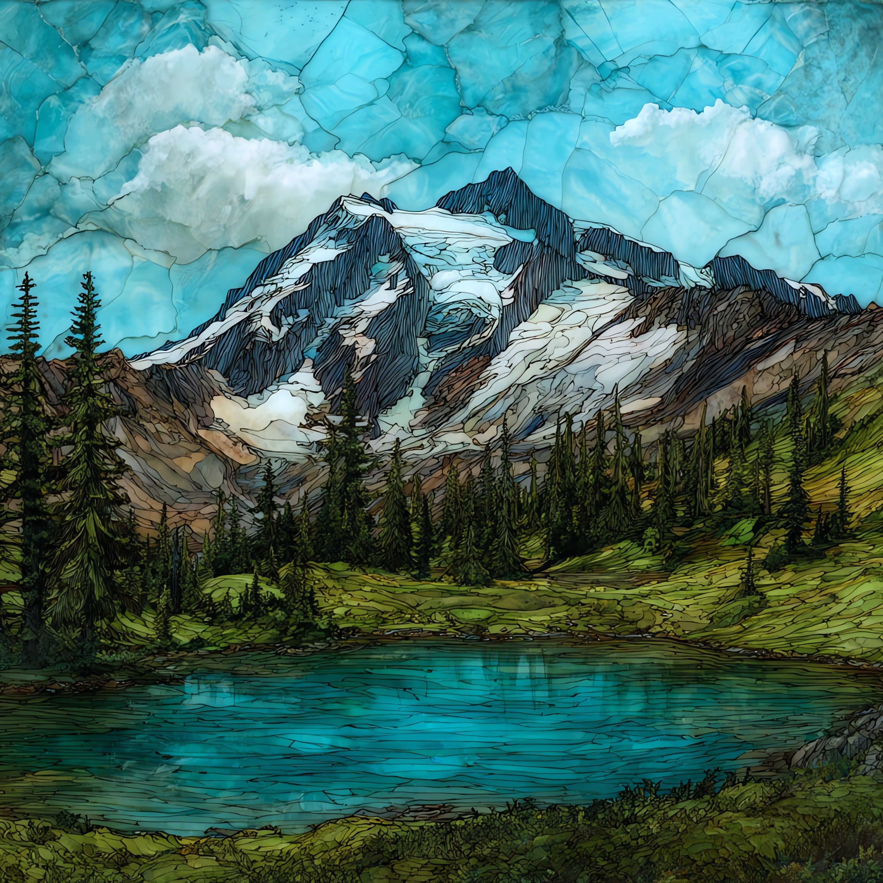 Mount Jefferson — ceramic art tile