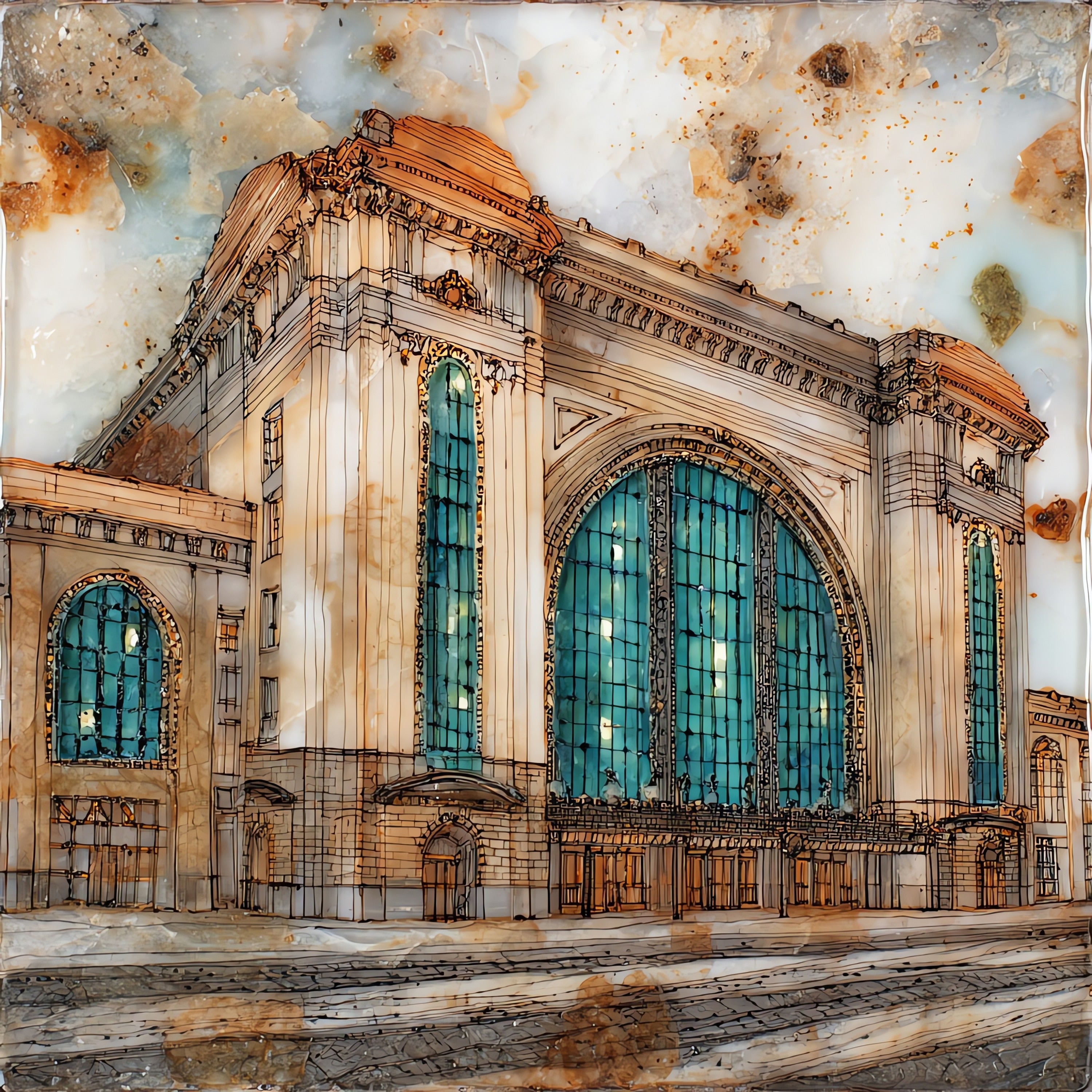 Michigan Central Station — ceramic art tile