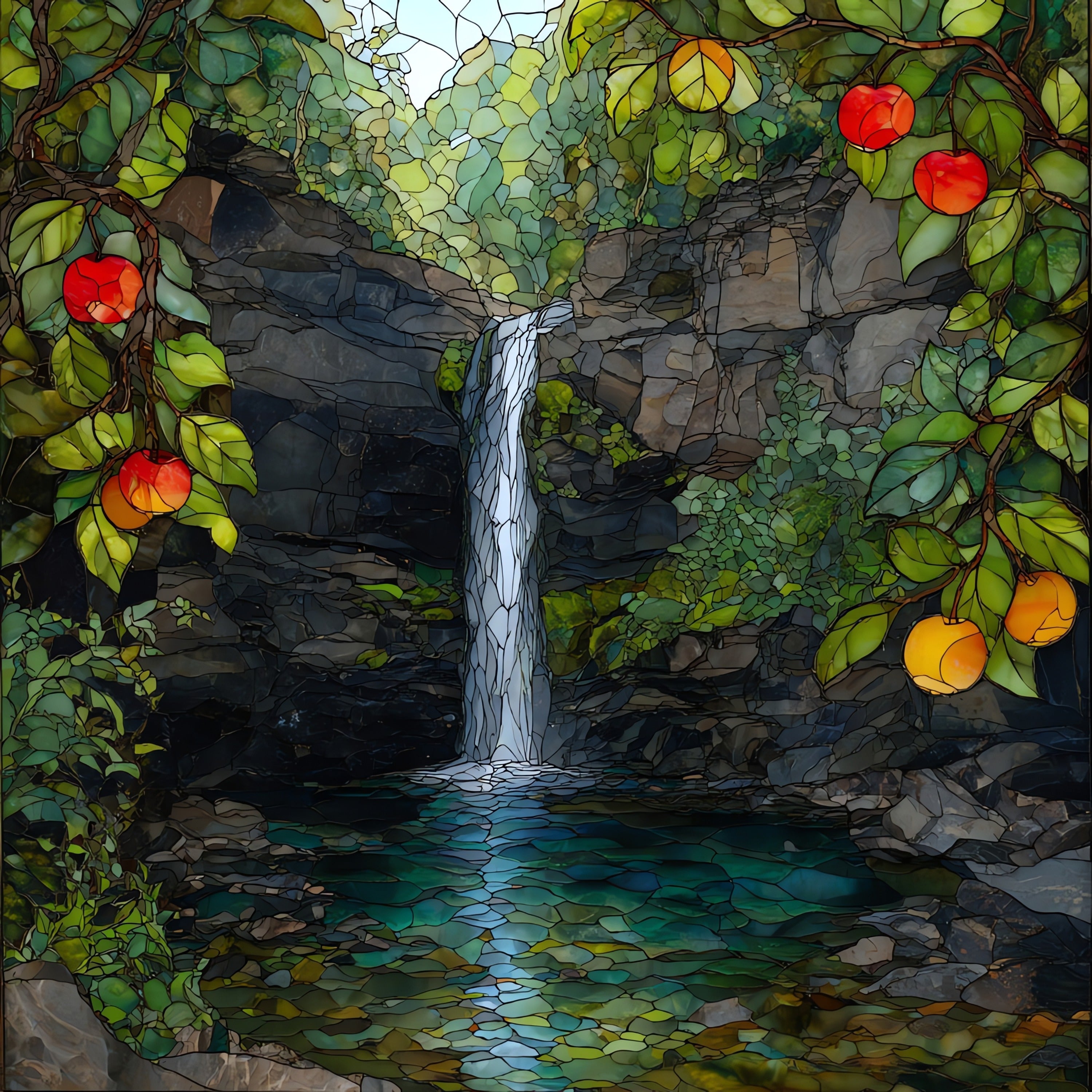 Apple Orchard Falls — ceramic art tile