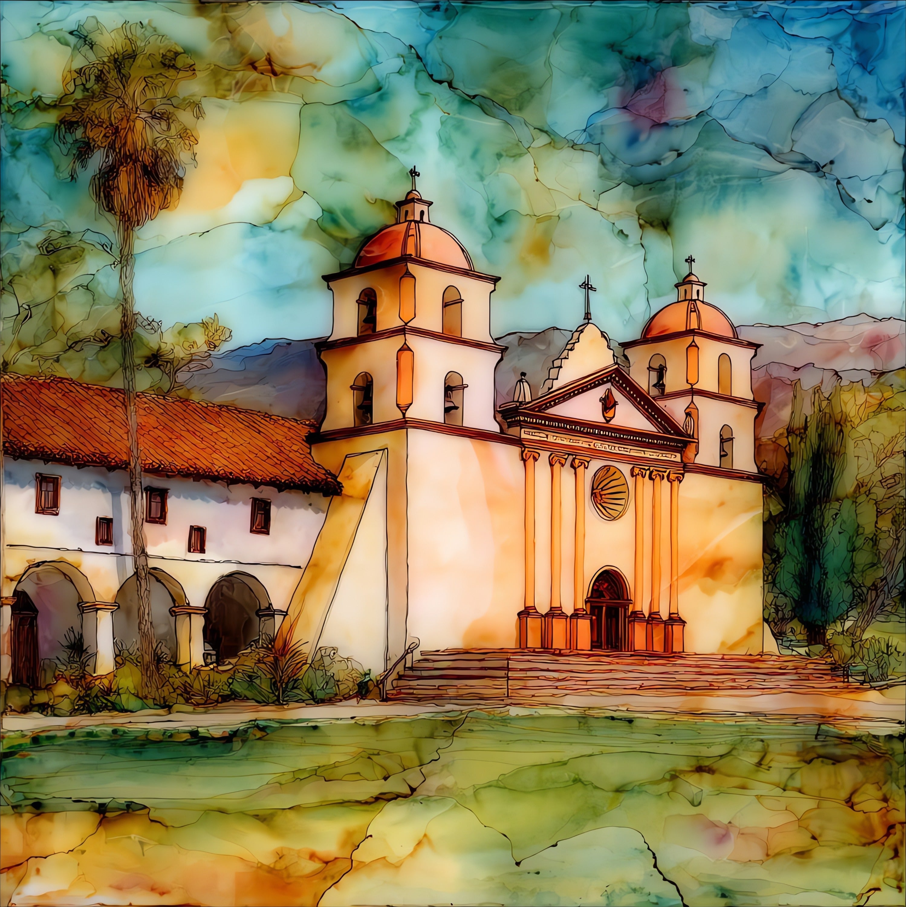 Mission San Juan Bautista — ceramic art tile