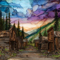 Garnet Ghost Town on a forested ridge — ceramic art tile