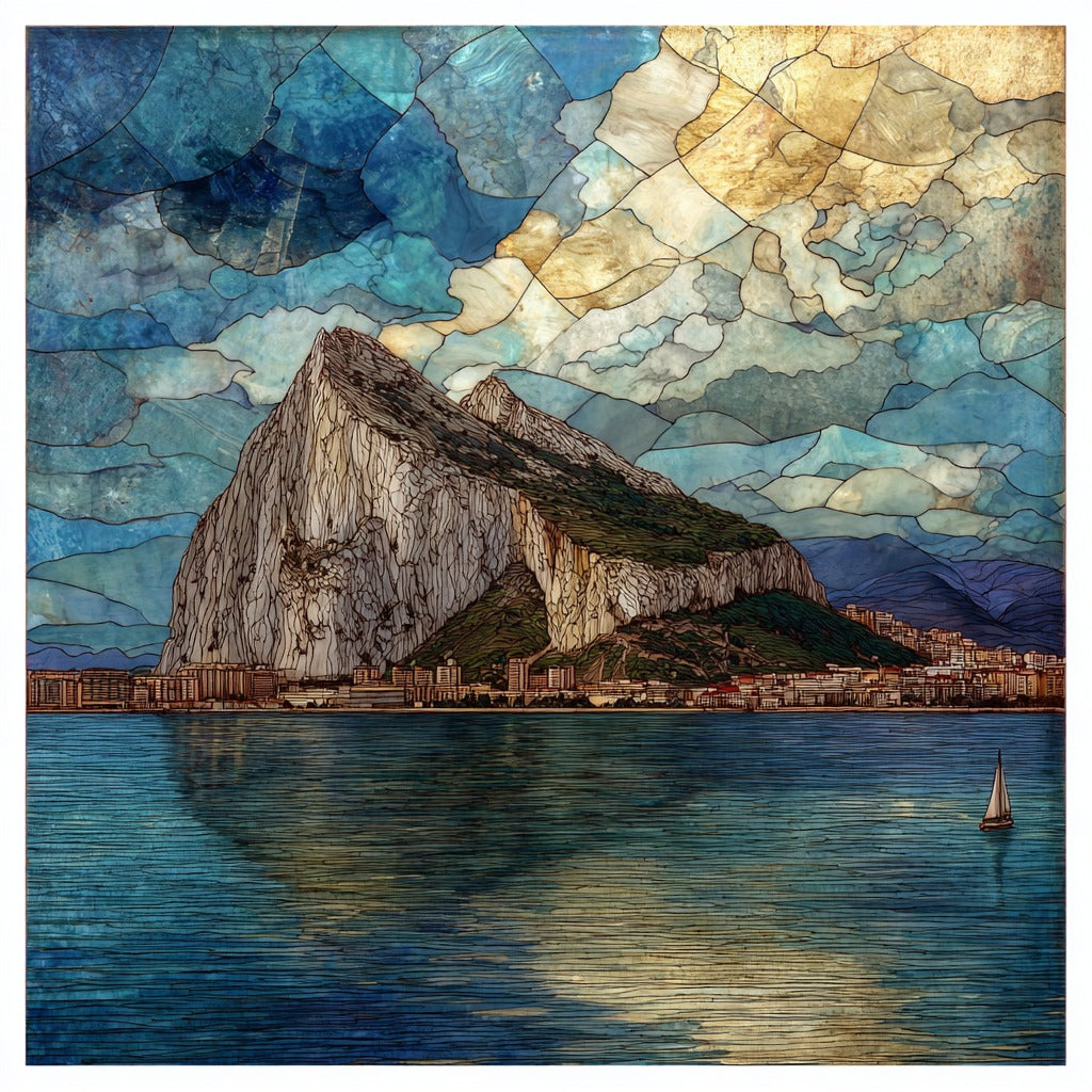 Gibraltar Rock View From la Linea — ceramic art tile