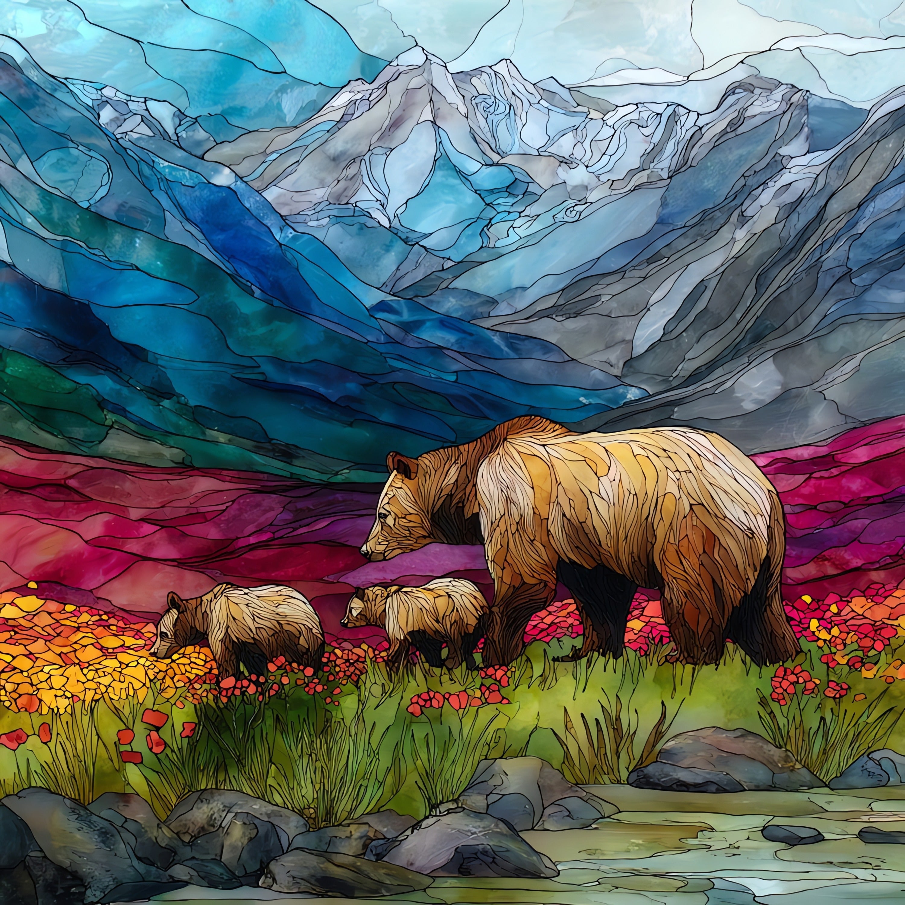 Denali National Park blueberry tundra — ceramic art tile