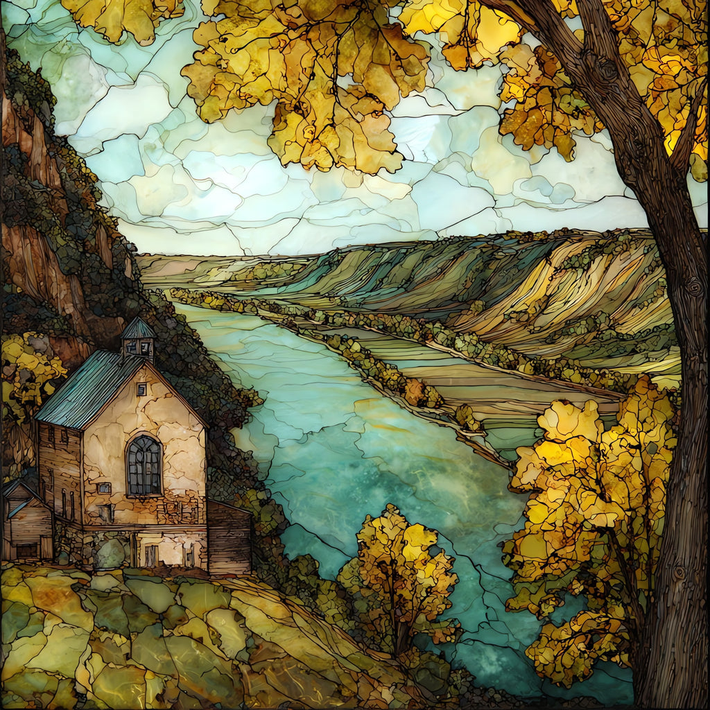 Red Wing Barn Bluff over the — ceramic art tile