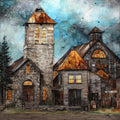 Pioneer Village — ceramic art tile