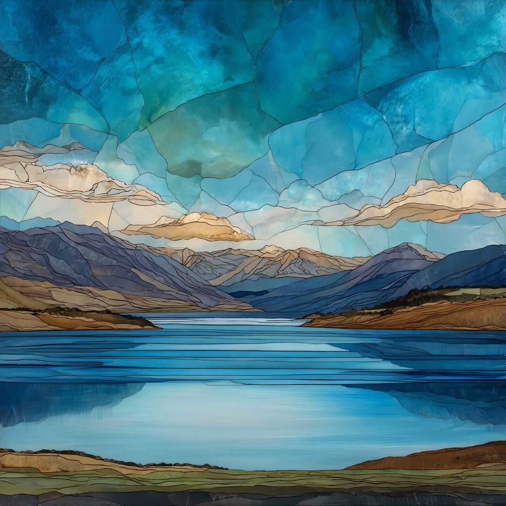 Blue Mesa Reservoir sunset — ceramic art tile