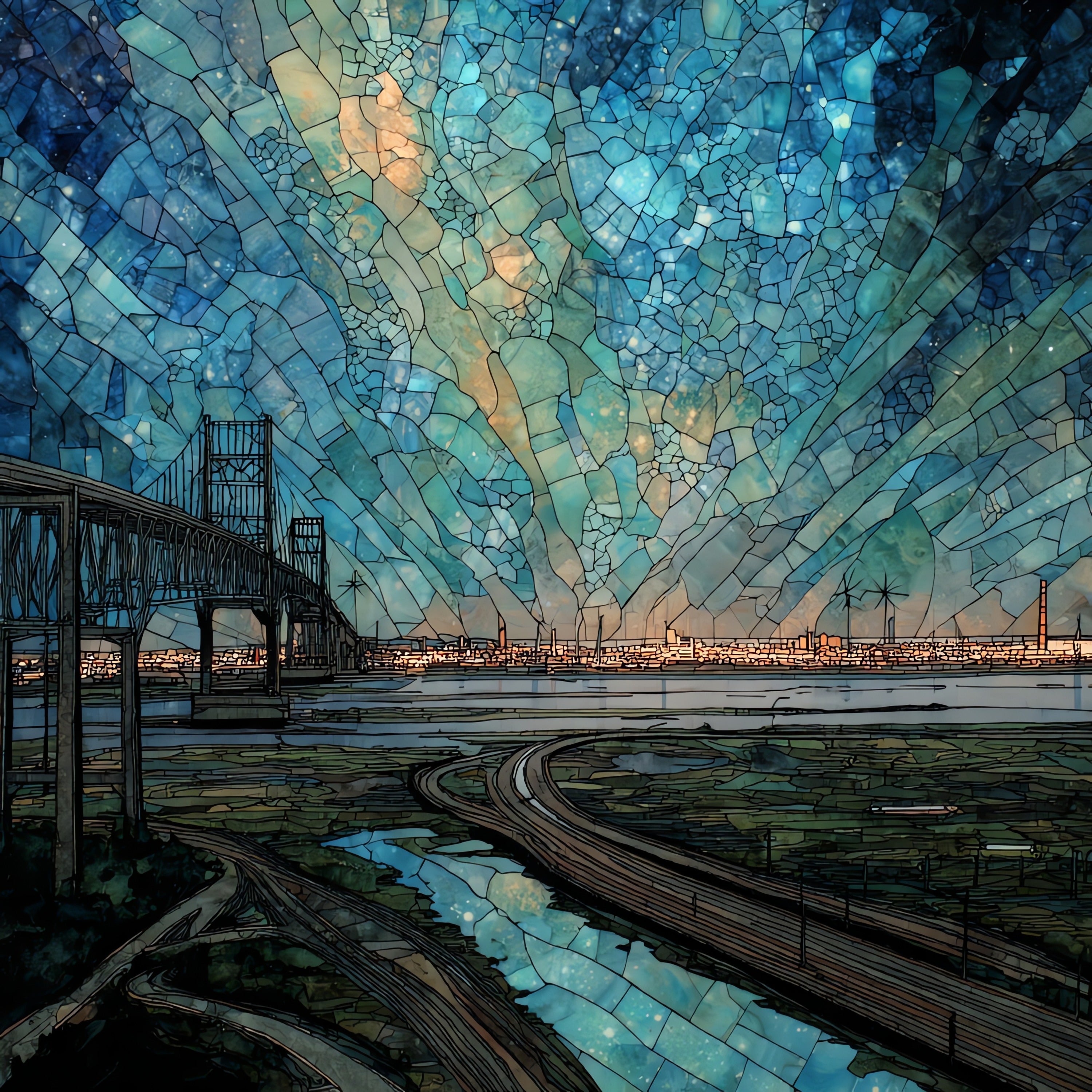 the Pulaski Skyway — ceramic art tile