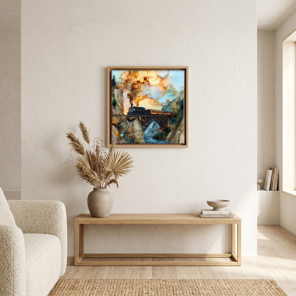 Above the bench, in a warm oak surround.