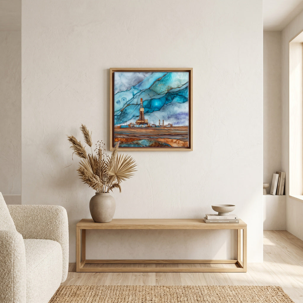 In the living room, above the sofa.