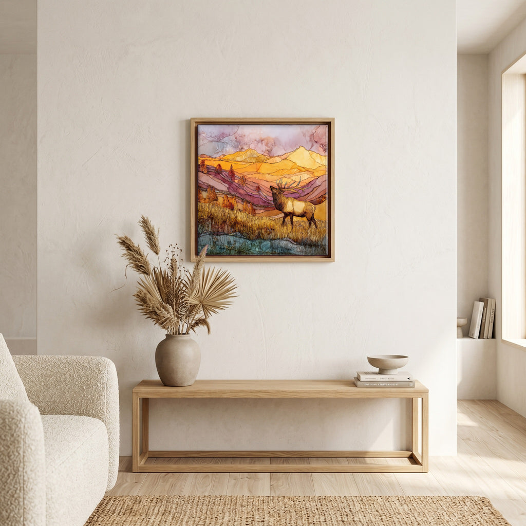 Above the bench, in a warm oak surround.