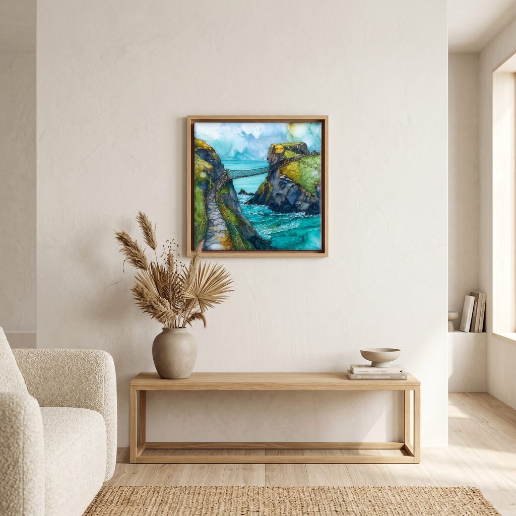 Above the bench, in a warm oak surround.