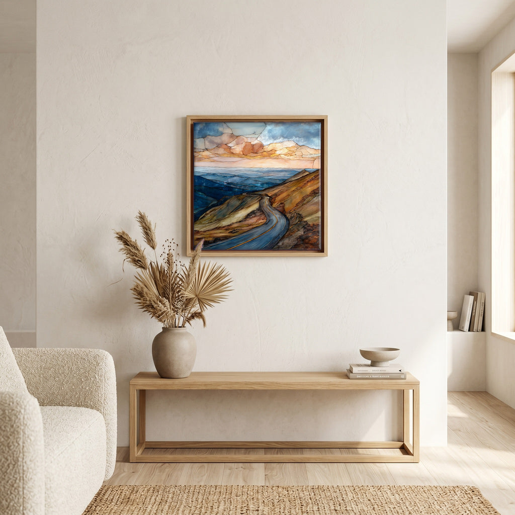 Above the bench, in a warm oak surround.